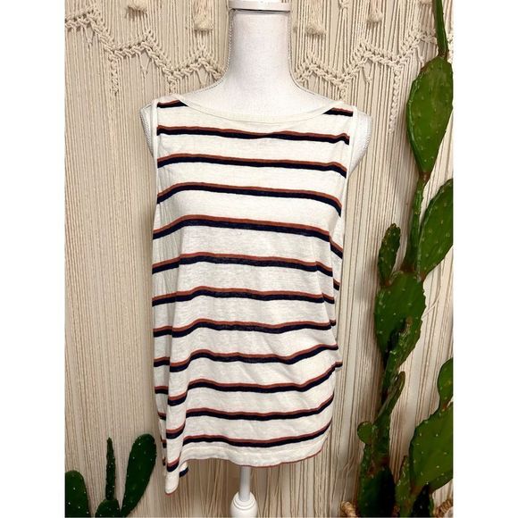 NWOT Madewell Linen Blend Striped Tank Size XL - Picture 3 of 8